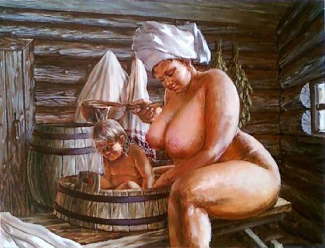 Барин в бане с крепостная девка
